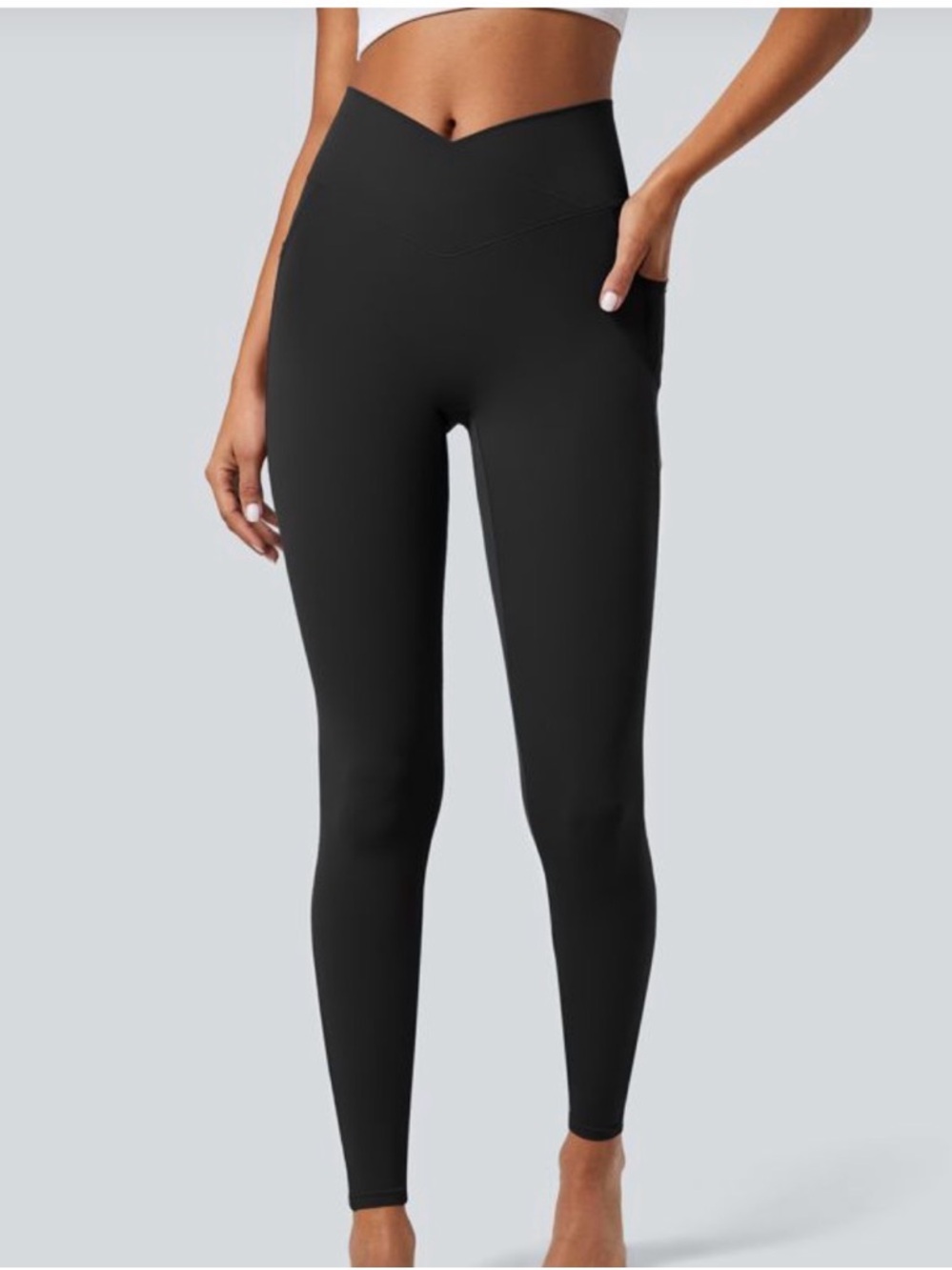 Halara SoftlyZero Crossover Pocket Leggings Black Size Small UPF50+ NEW